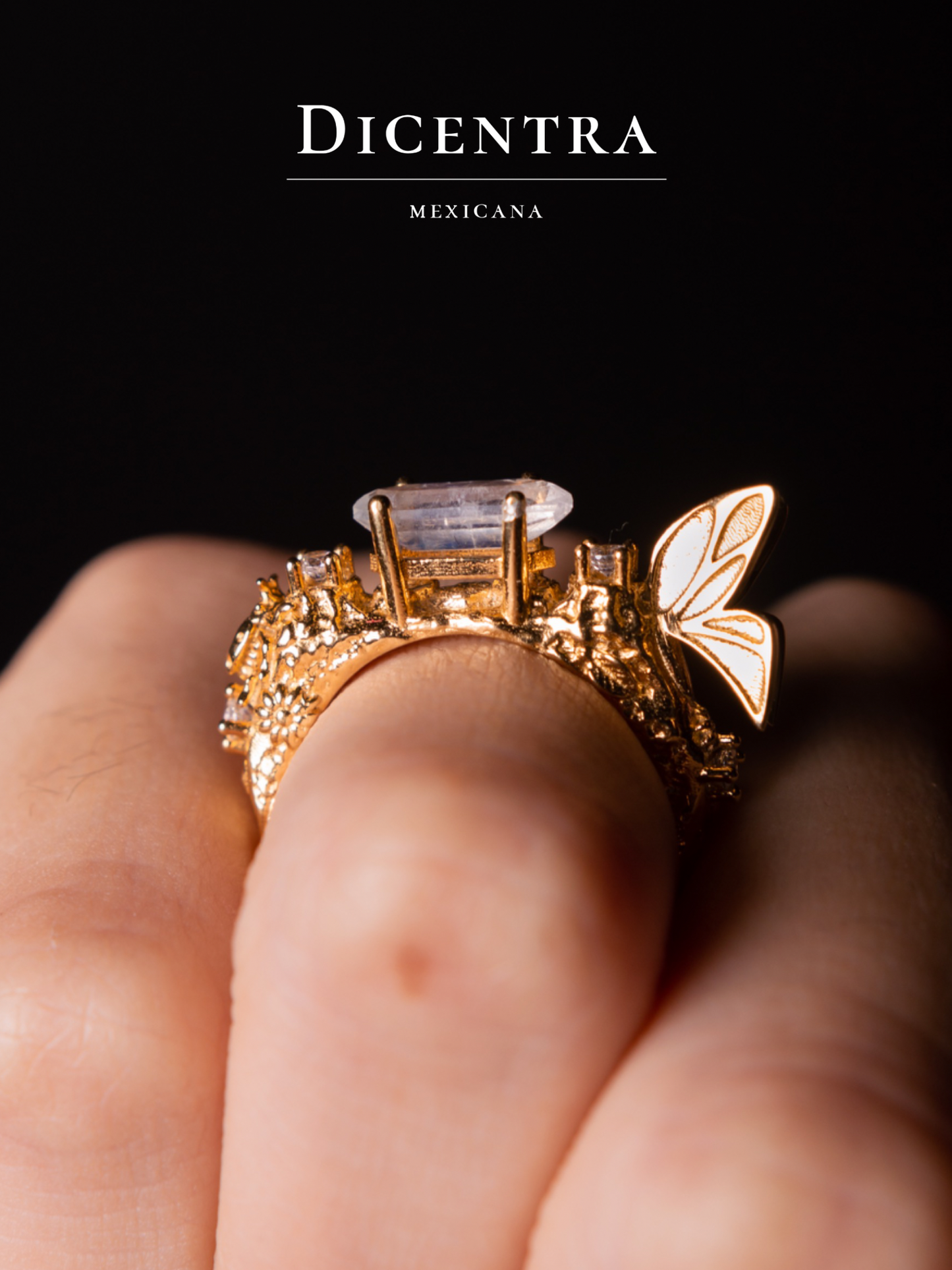 Anillo Mariposa Piedra Luna