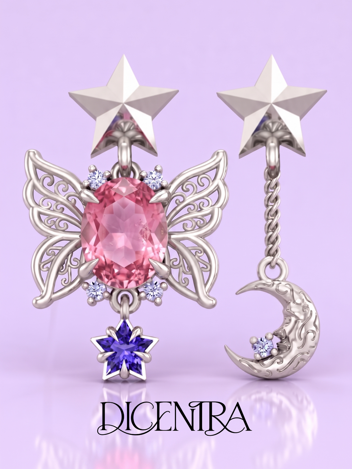 Aretes Mariposa (estrella de Tanzanita)