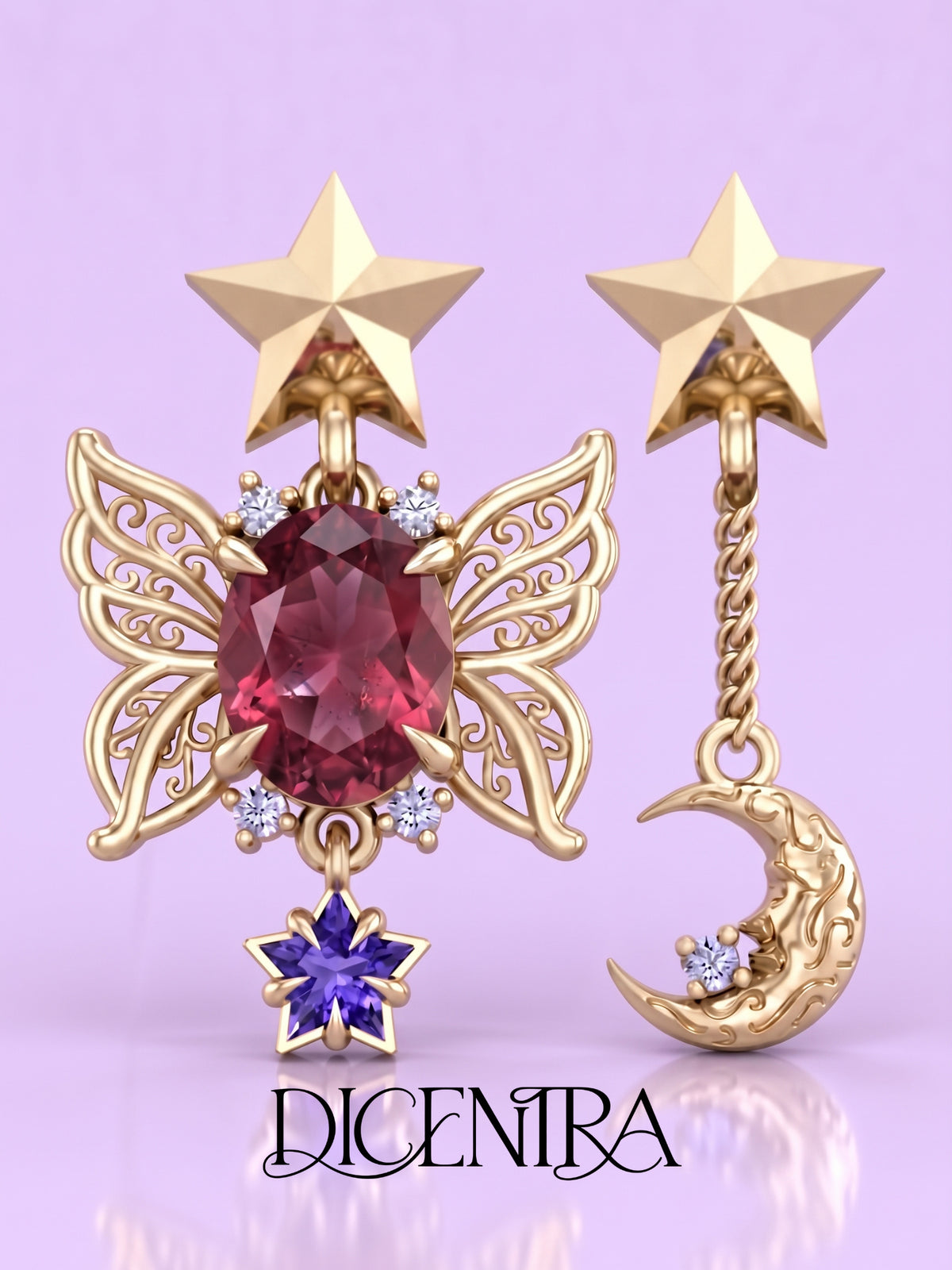 Aretes Mariposa (estrella de Tanzanita)