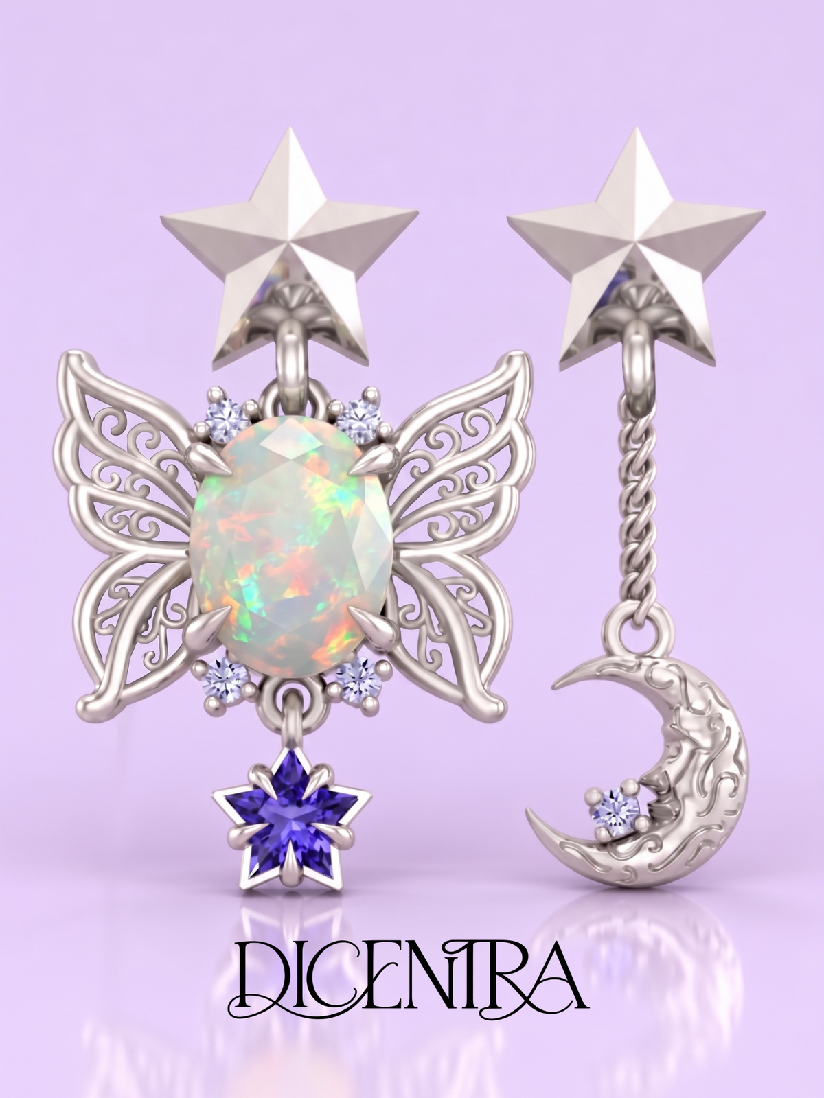 Aretes Mariposa (estrella de Tanzanita)
