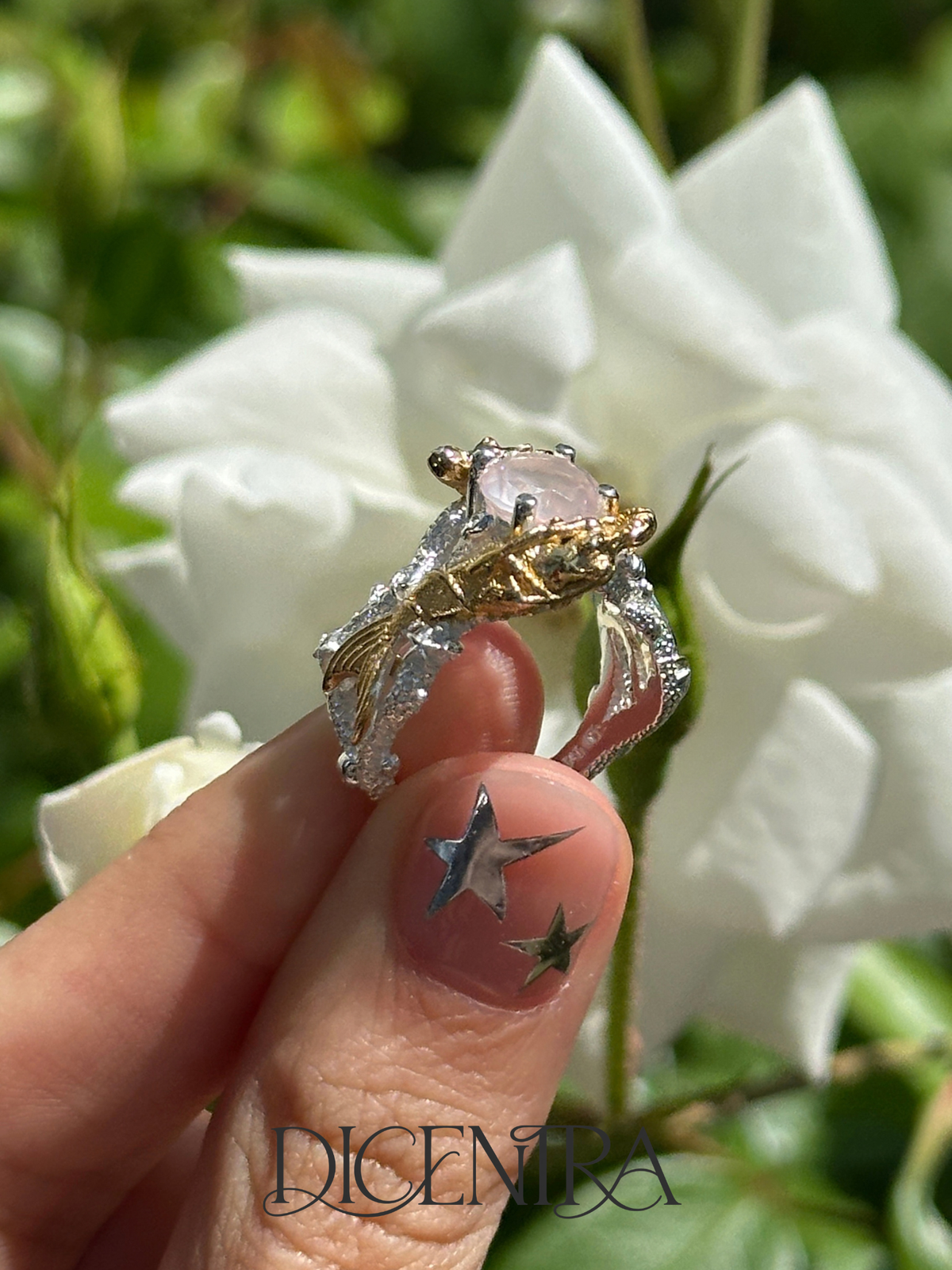 Anillo Sirena cuarzo rosa