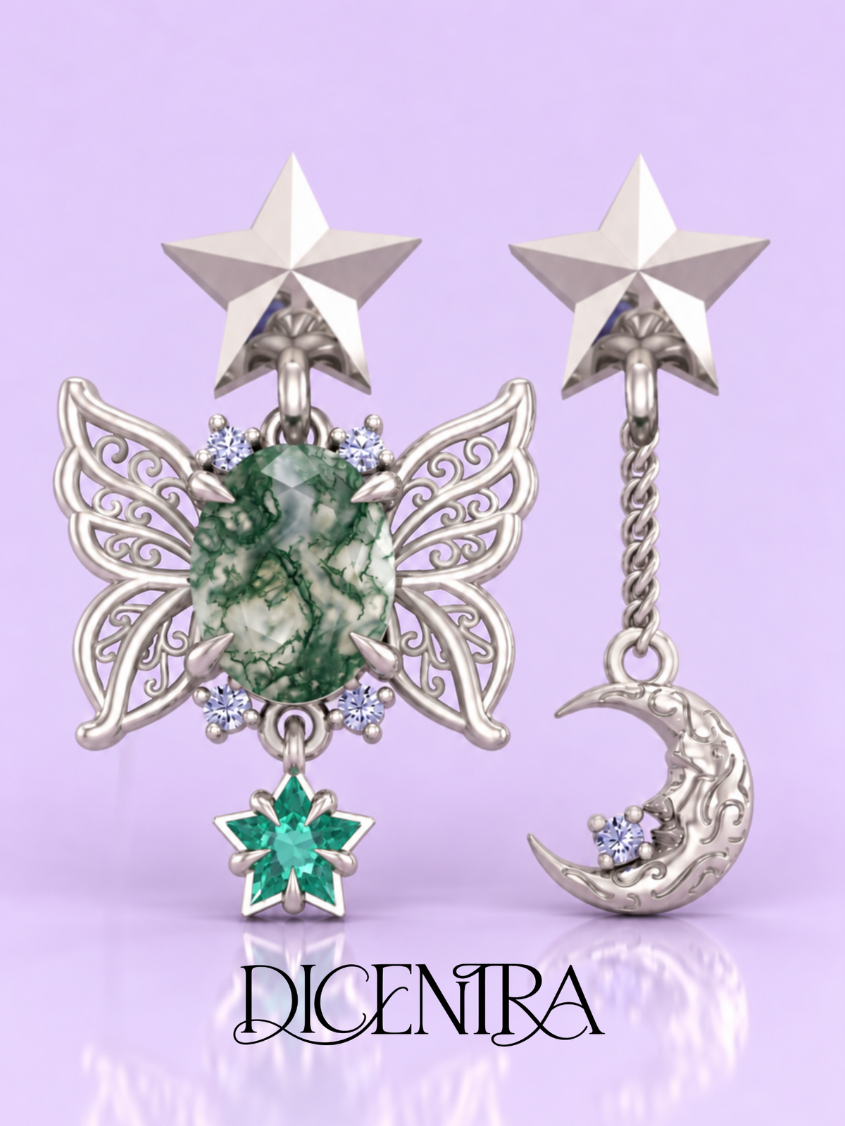 Aretes Mariposa (estrella de Esmeralda)