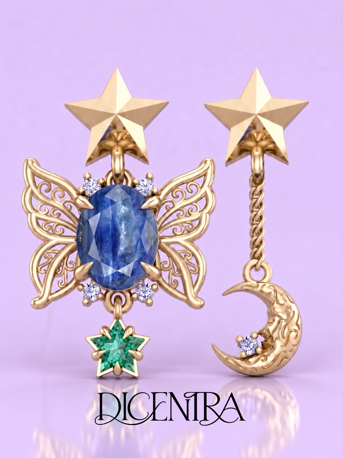 Aretes Mariposa (estrella de Esmeralda)