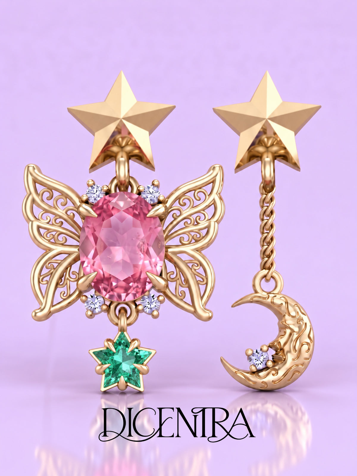 Aretes Mariposa (estrella de Esmeralda)