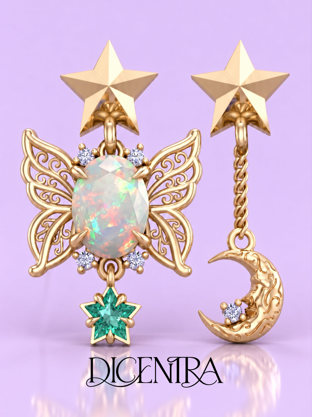 Aretes Mariposa (estrella de Esmeralda)