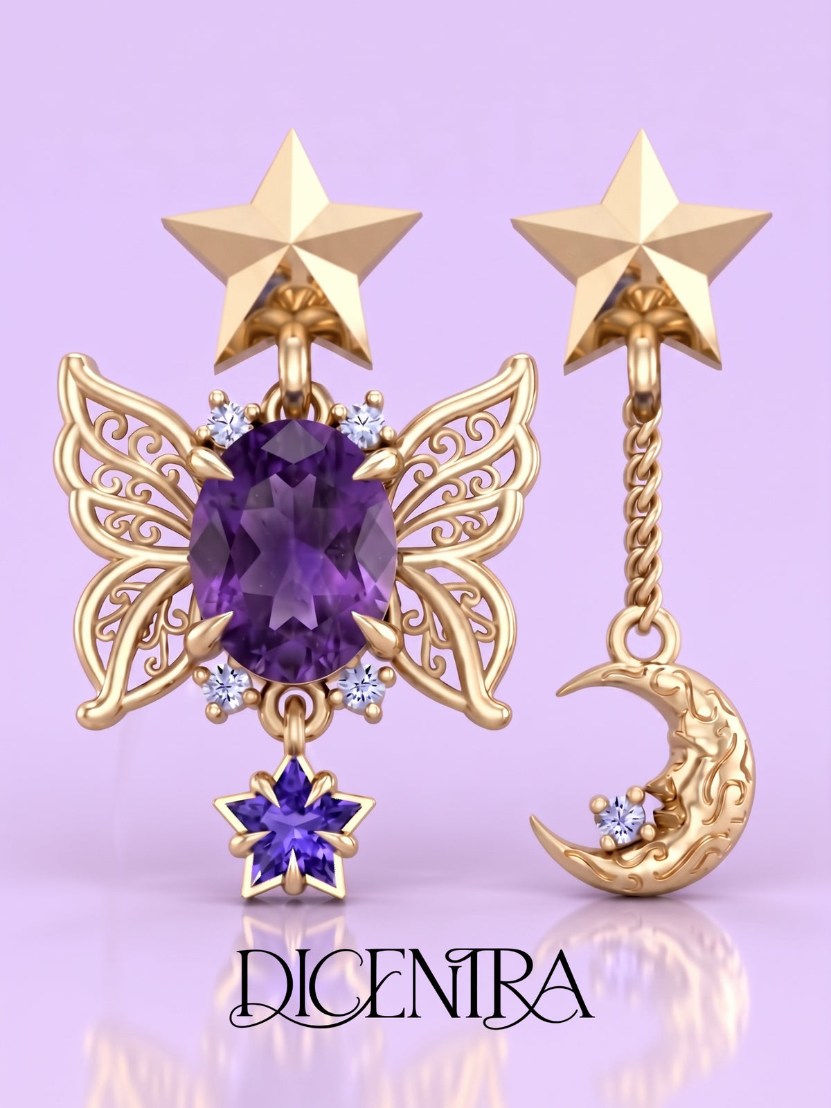 Aretes Mariposa (estrella de Tanzanita)