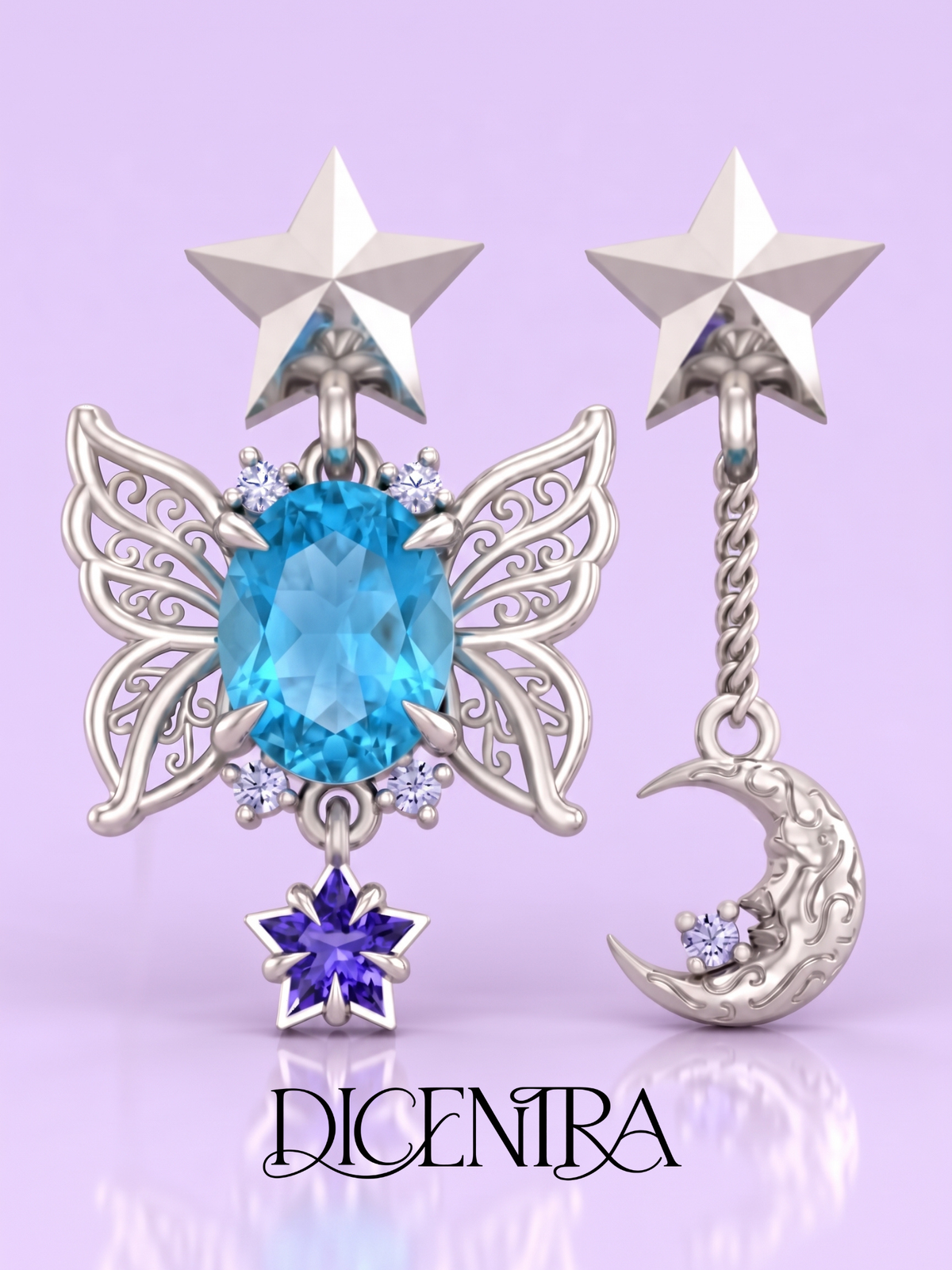 Aretes Mariposa (estrella de Tanzanita)