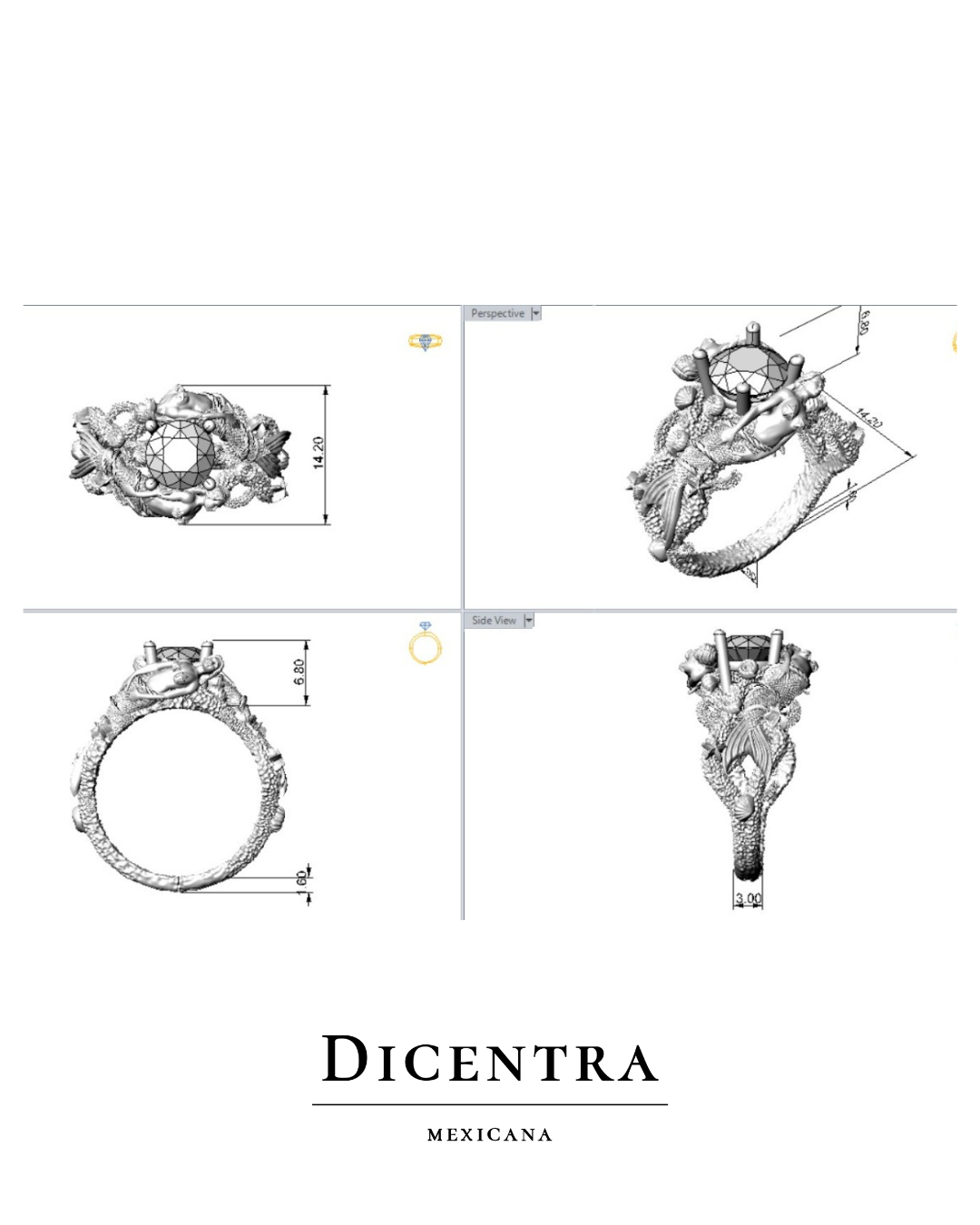 Anillo Sirena oro 14K