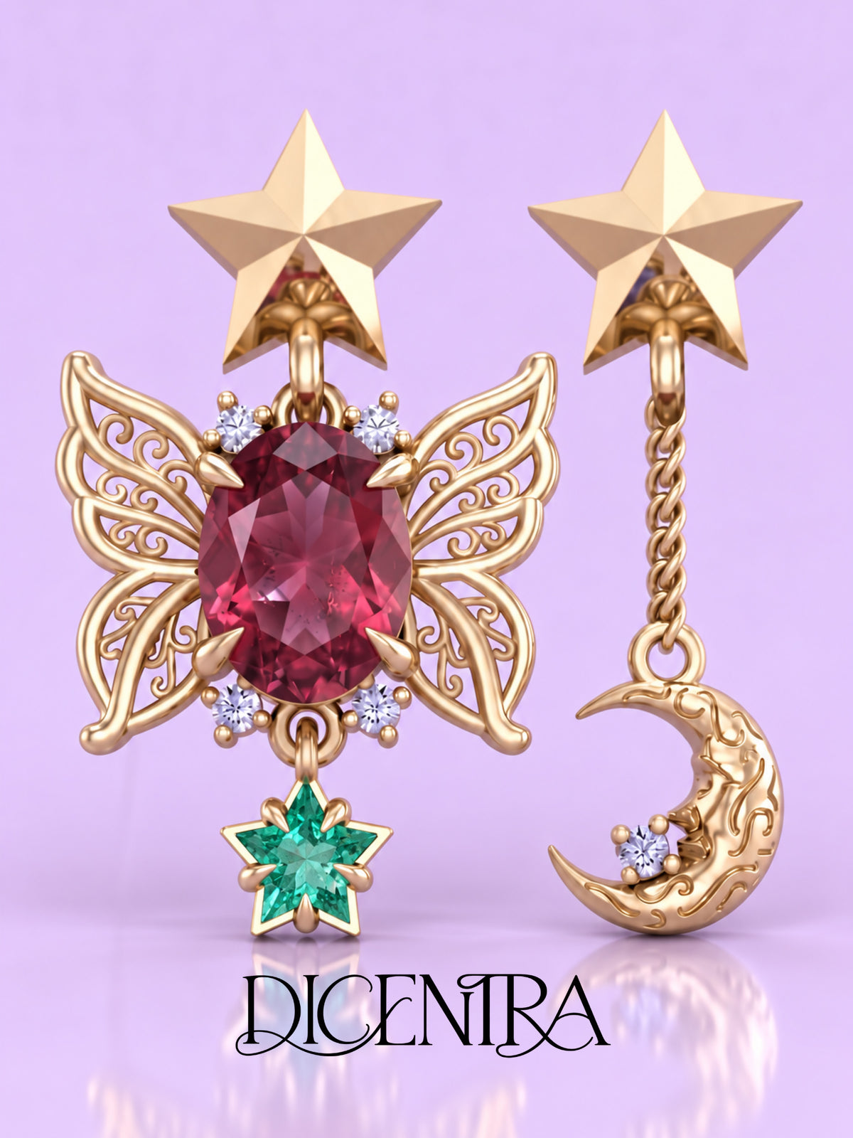 Aretes Mariposa (estrella de Esmeralda)