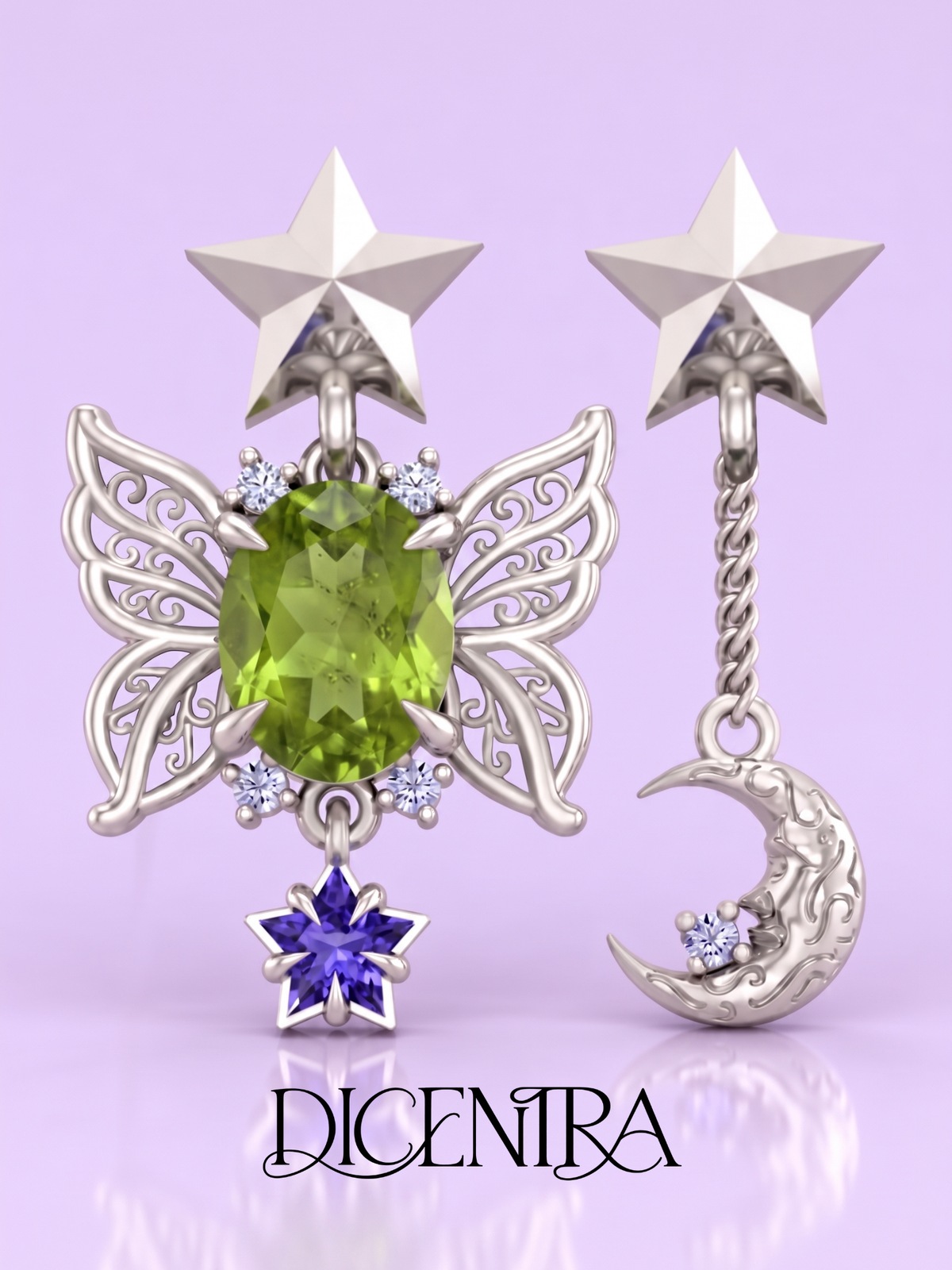 Aretes Mariposa (estrella de Tanzanita)