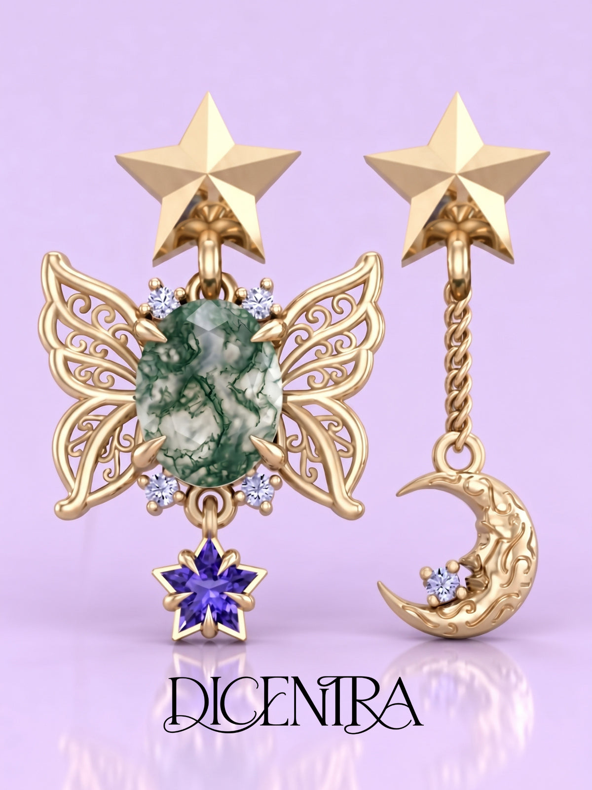 Aretes Mariposa (estrella de Tanzanita)
