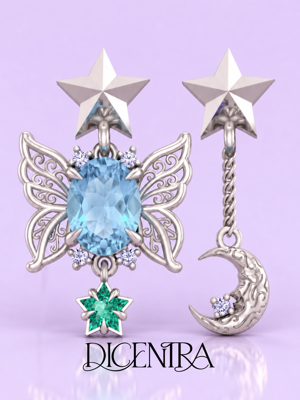 Aretes Mariposa (estrella de Esmeralda)