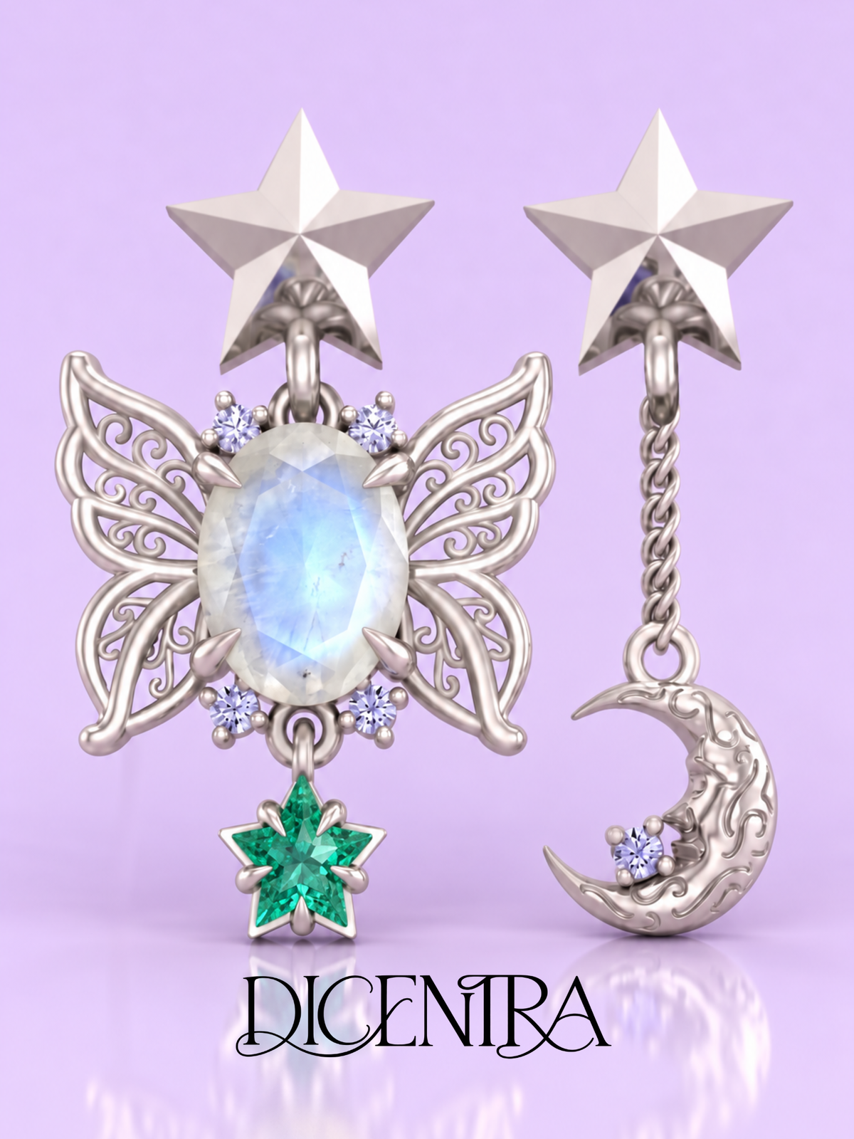 Aretes Mariposa (estrella de Esmeralda)