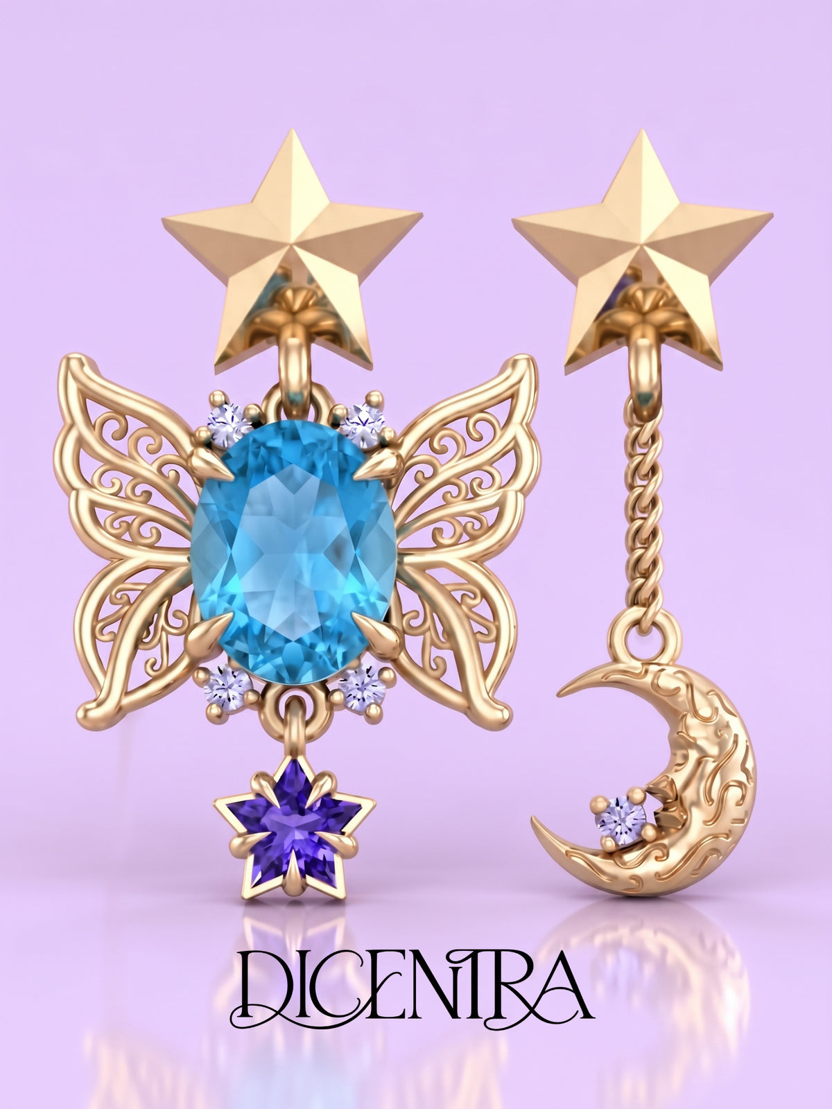 Aretes Mariposa (estrella de Tanzanita)