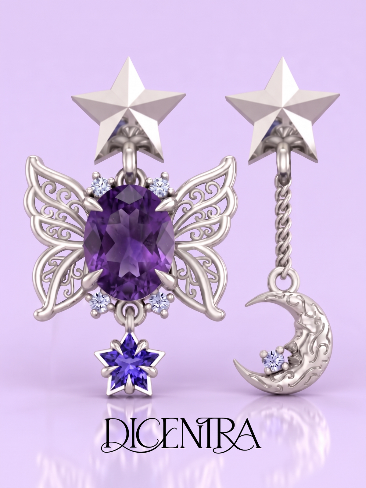 Aretes Mariposa (estrella de Tanzanita)