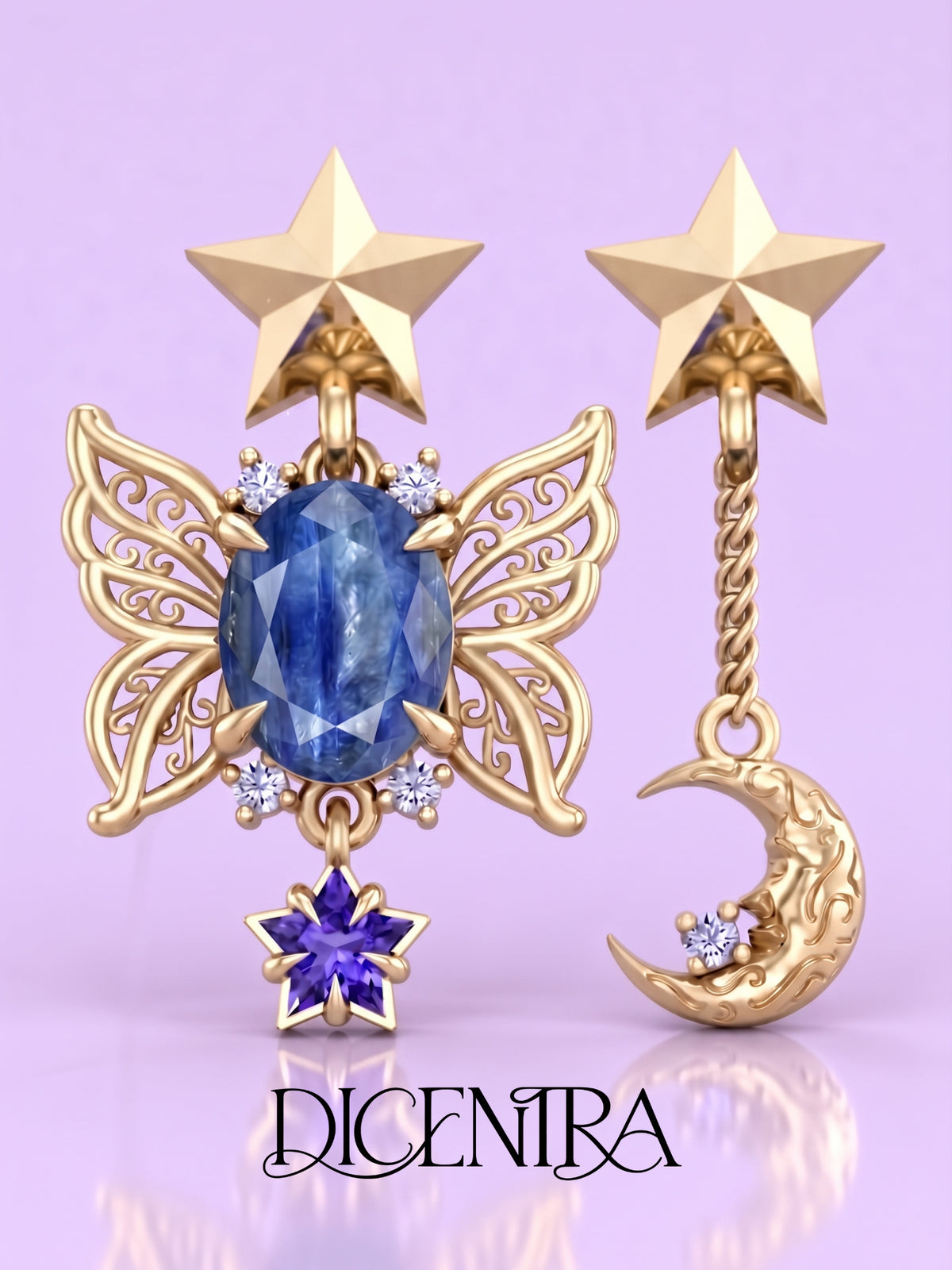 Aretes Mariposa (estrella de Tanzanita)
