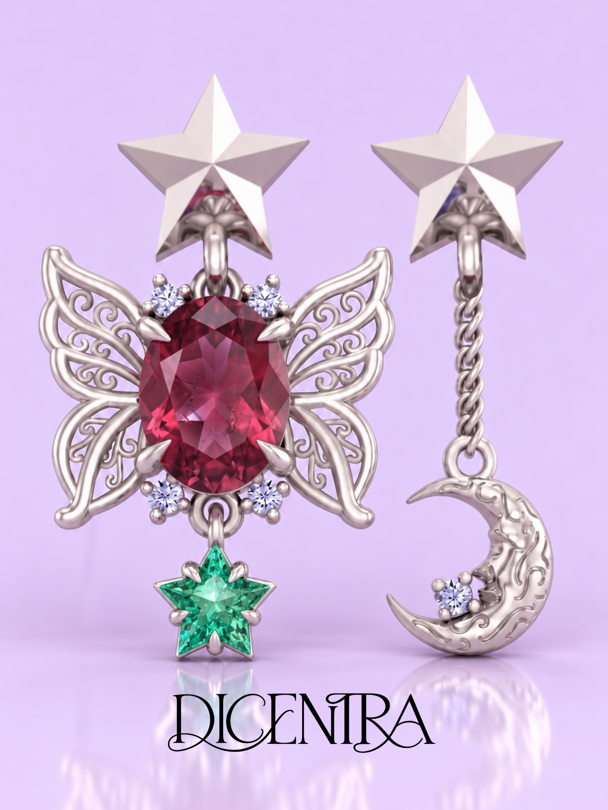 Aretes Mariposa (estrella de Esmeralda)