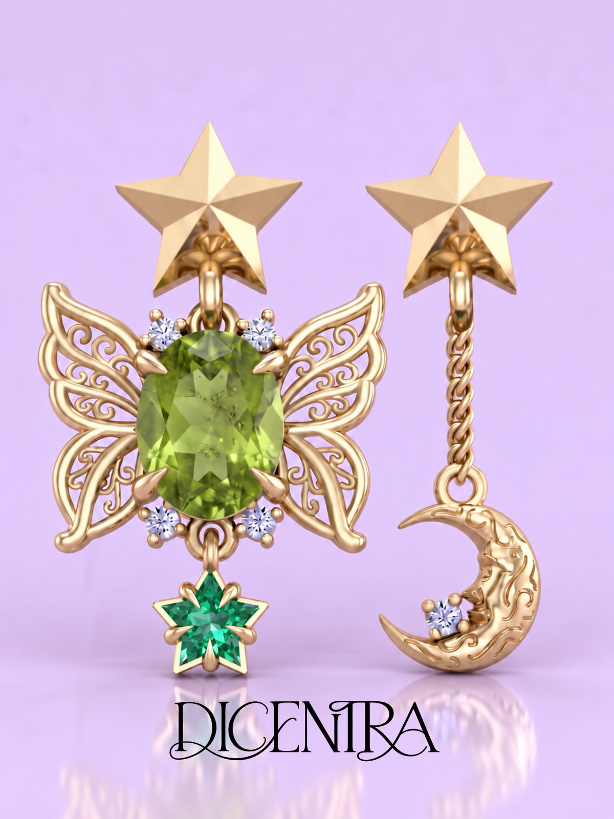 Aretes Mariposa (estrella de Esmeralda)