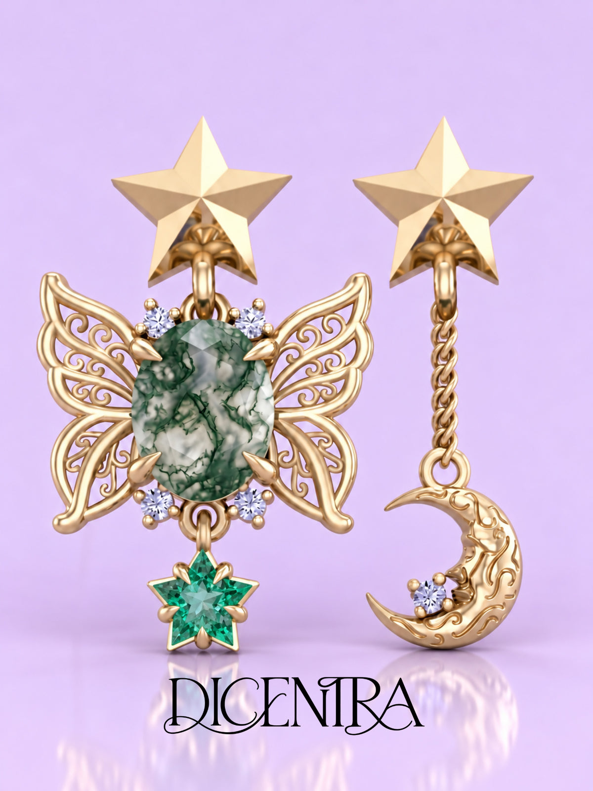 Aretes Mariposa (estrella de Esmeralda)