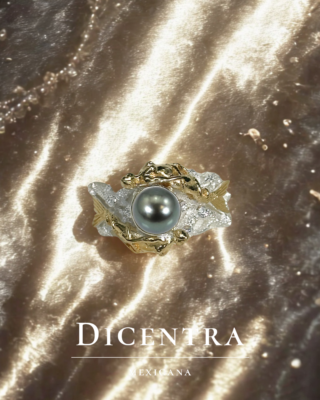 Anillo Sirena Perla negra (pre venta)