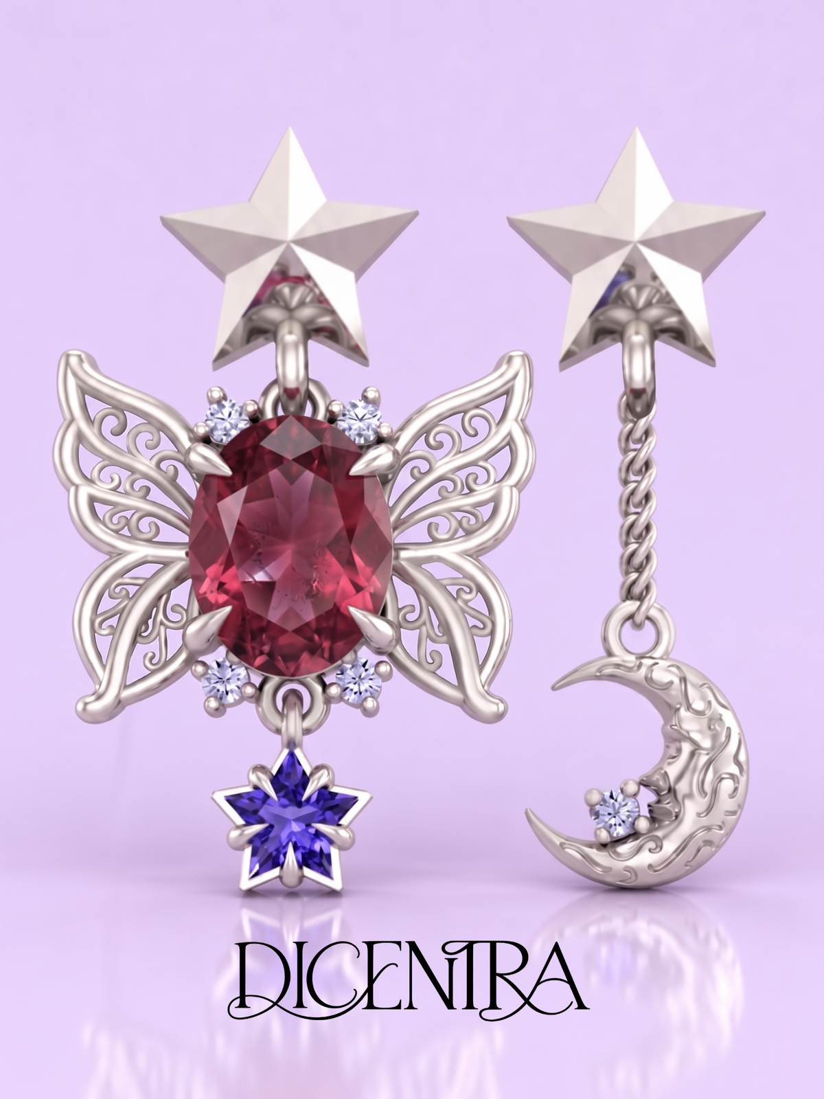 Aretes Mariposa (estrella de Tanzanita)