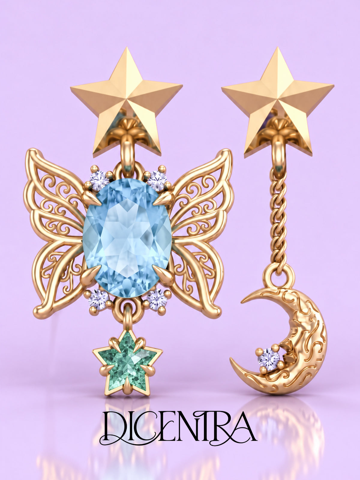 Aretes Mariposa (estrella de Esmeralda)
