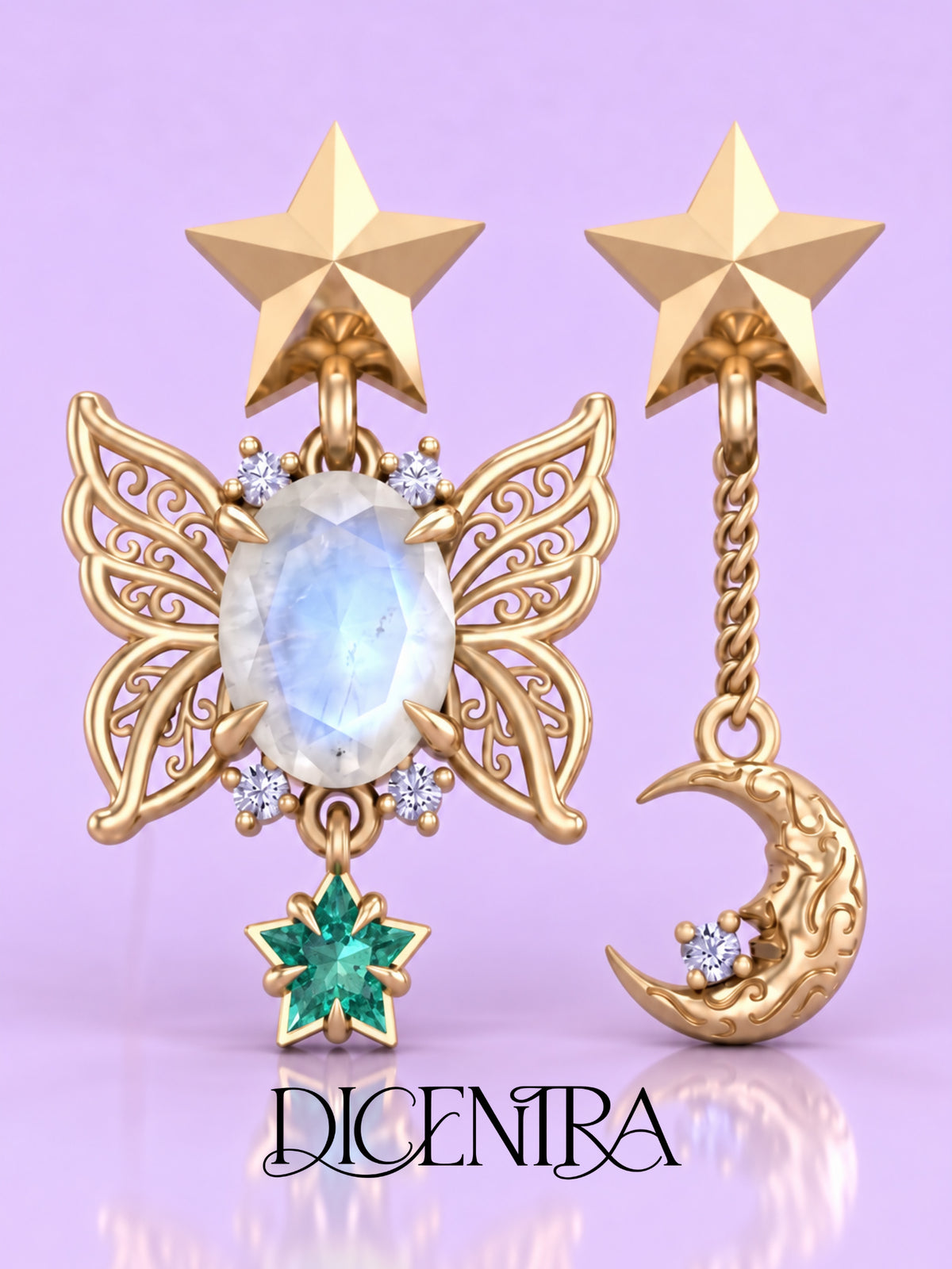 Aretes Mariposa (estrella de Esmeralda)