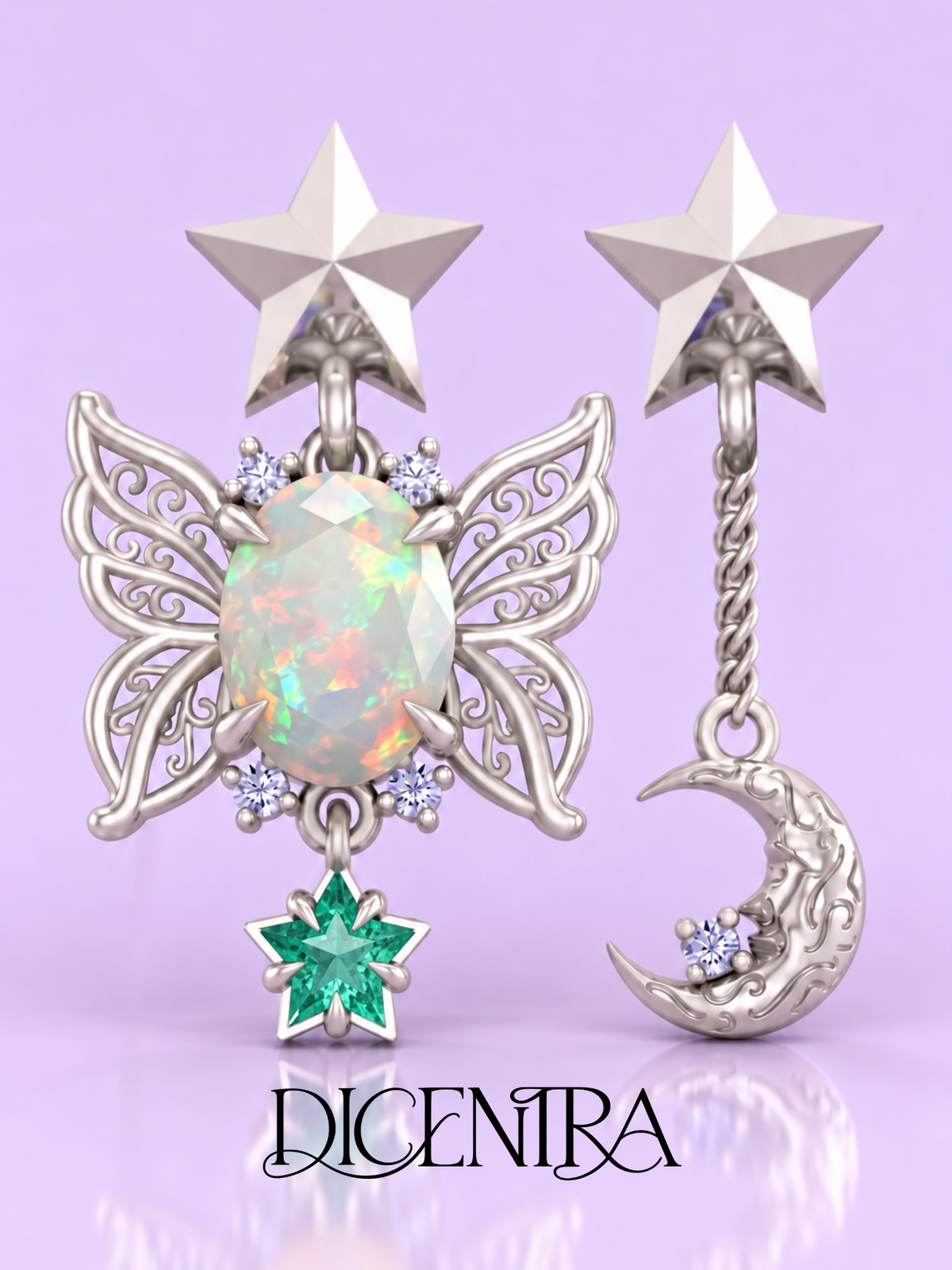 Aretes Mariposa (estrella de Esmeralda)