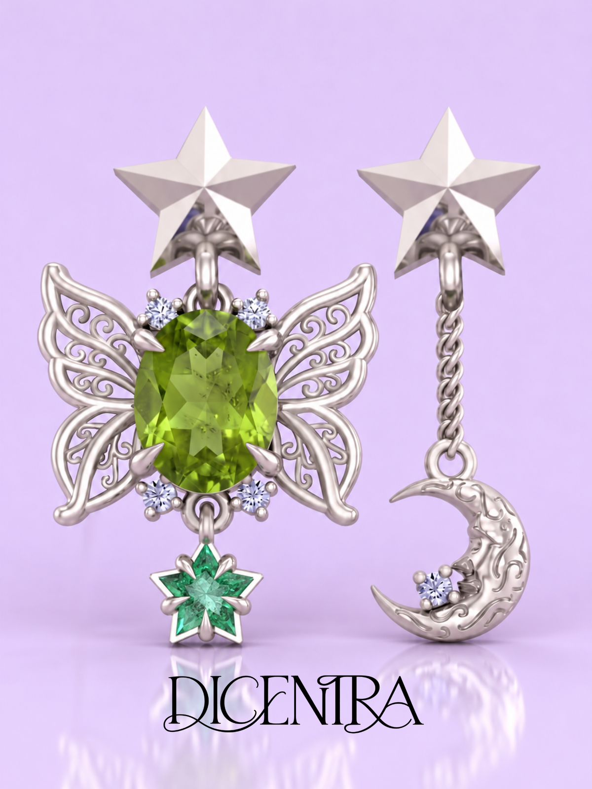 Aretes Mariposa (estrella de Esmeralda)