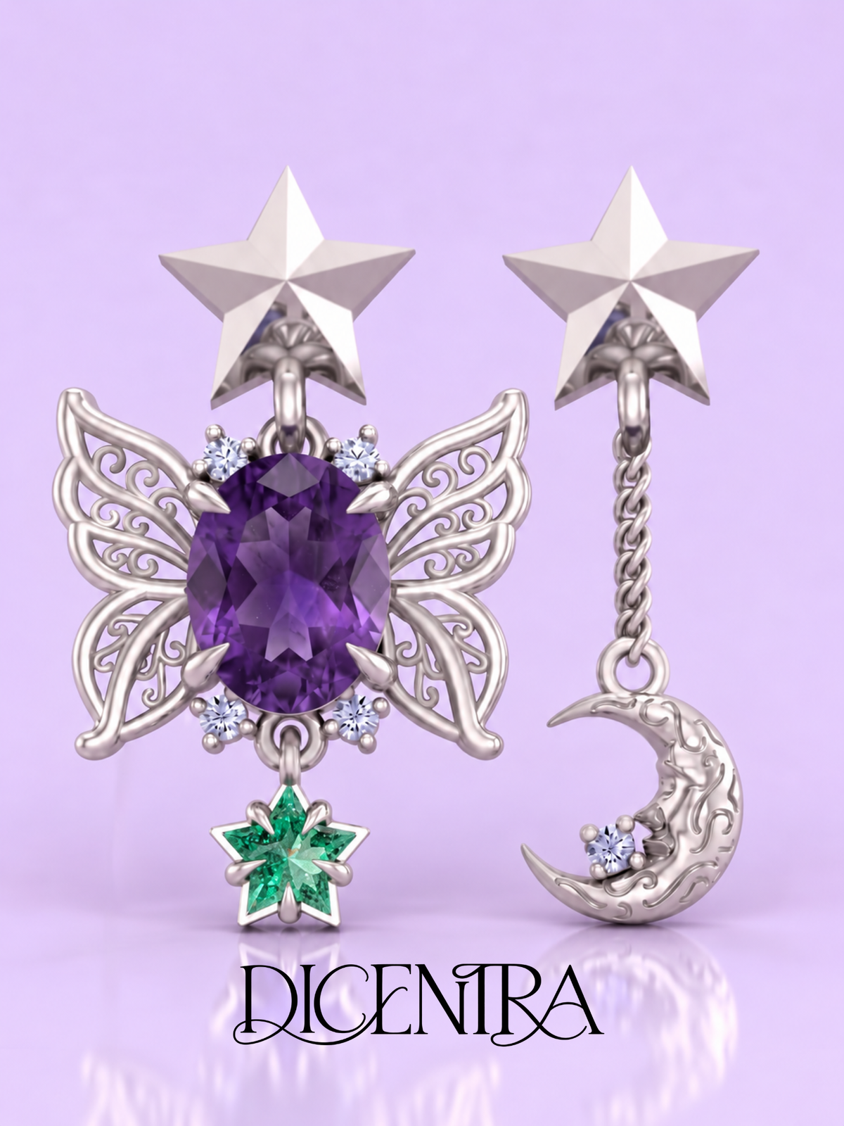 Aretes Mariposa (estrella de Esmeralda)