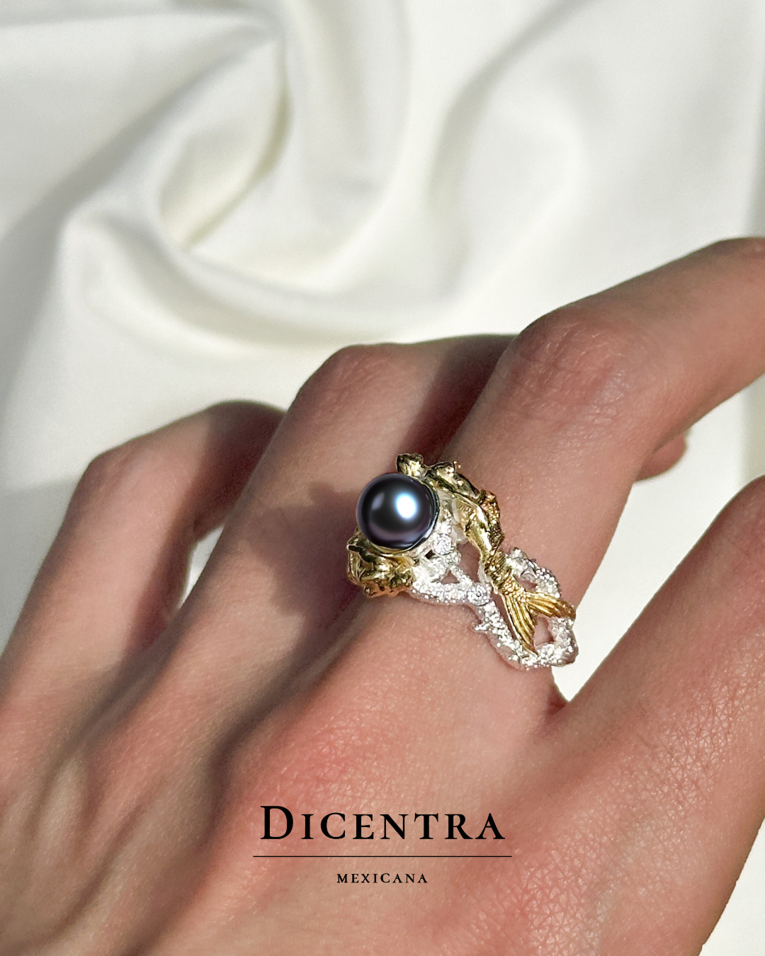 Anillo Sirena Perla negra (pre venta)