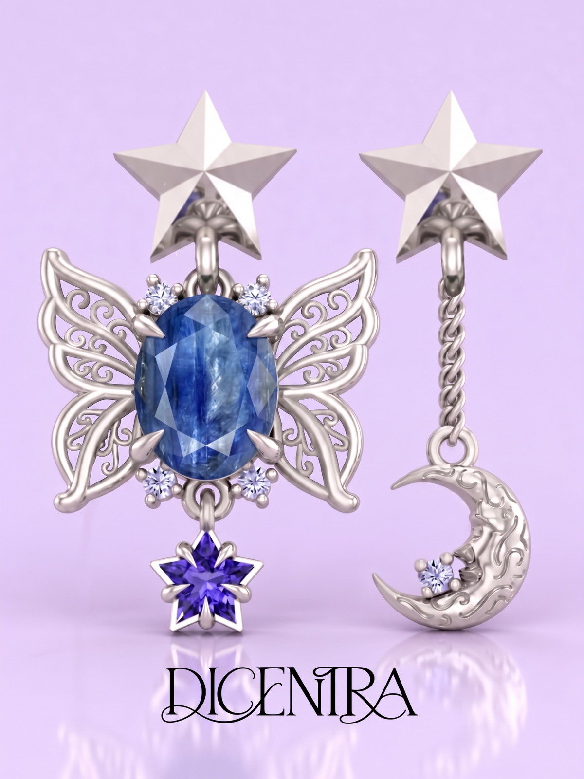 Aretes Mariposa (estrella de Tanzanita)