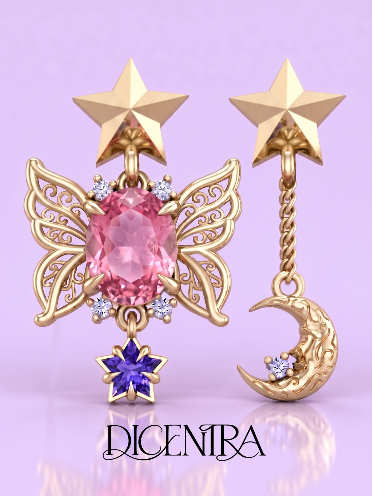 Aretes Mariposa (estrella de Tanzanita)
