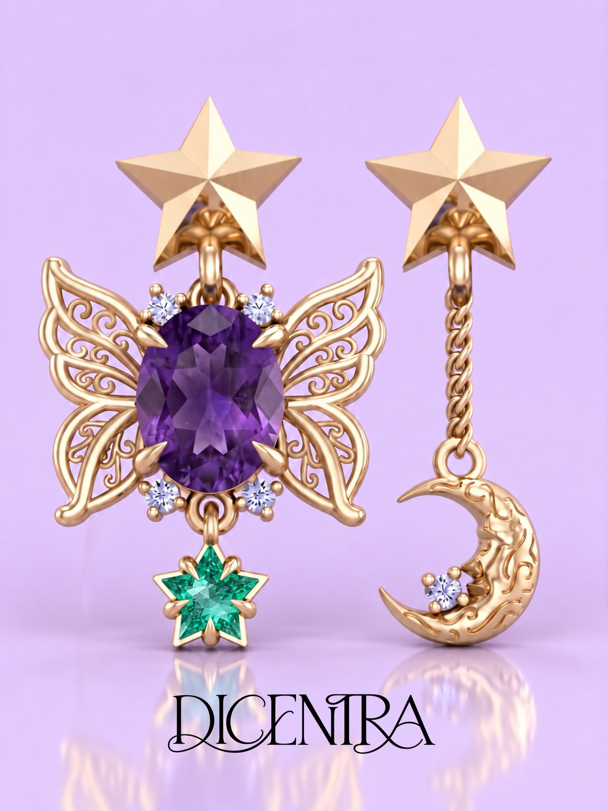 Aretes Mariposa (estrella de Esmeralda)