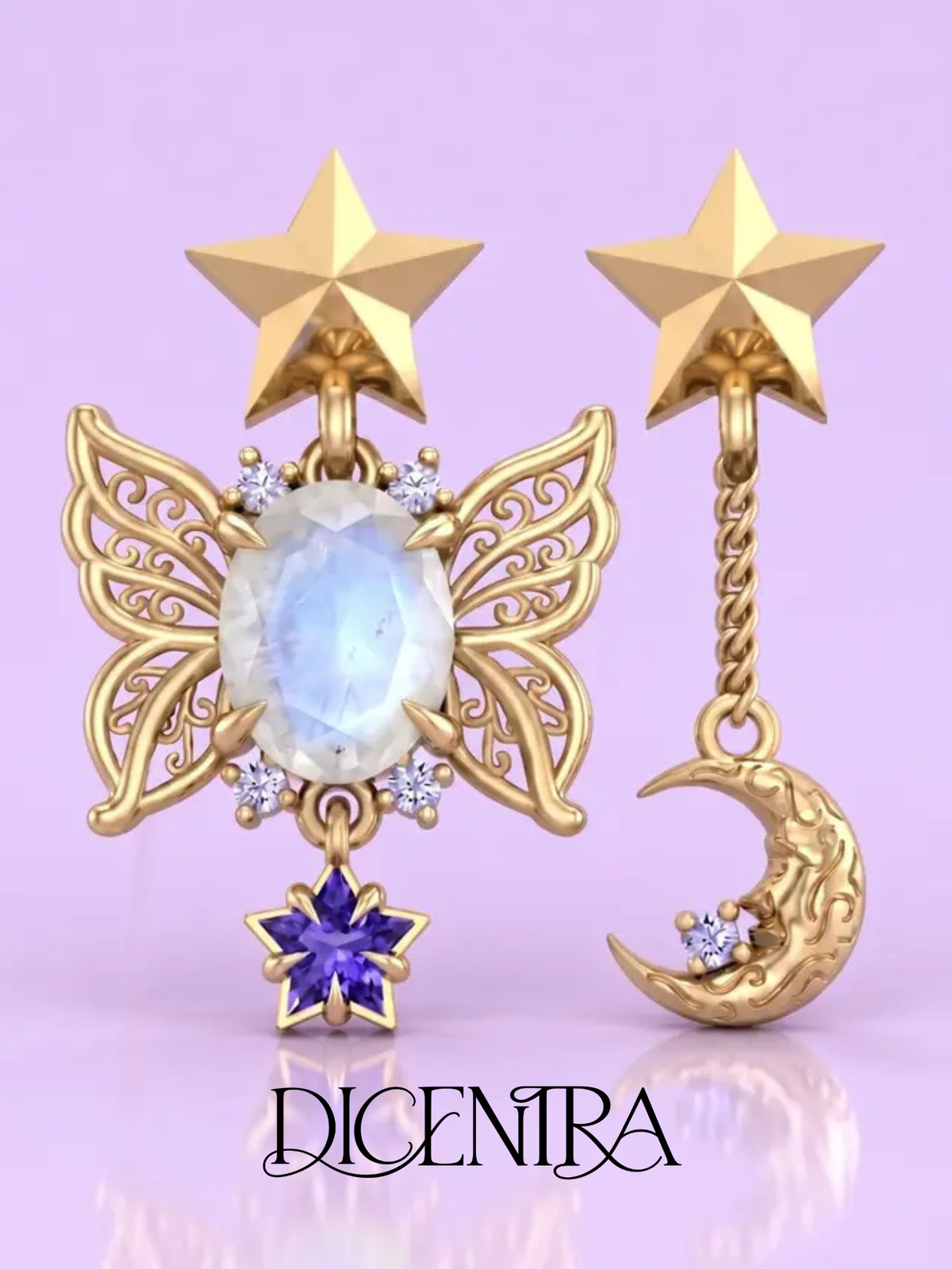 Aretes Mariposa (estrella de Tanzanita)