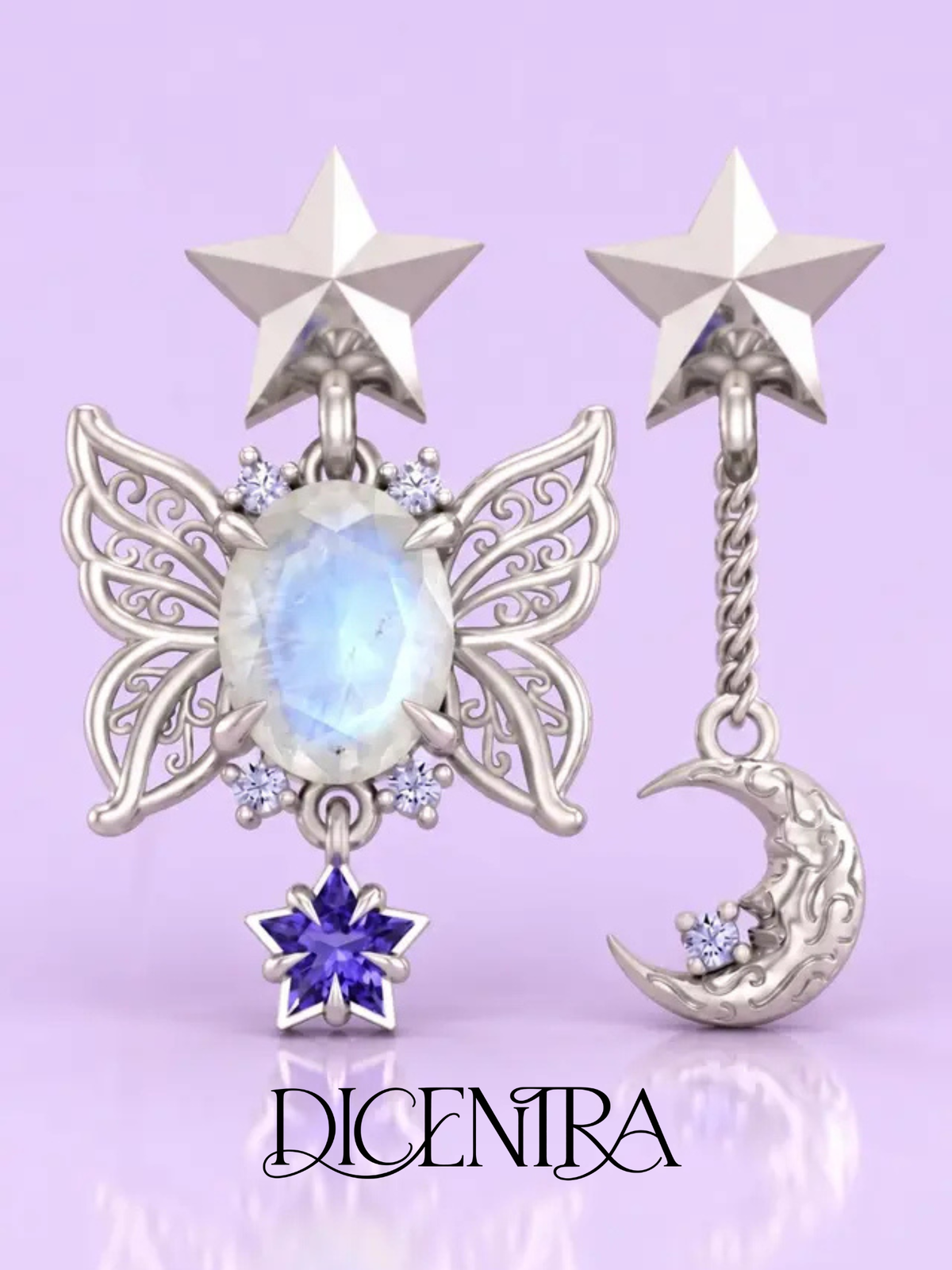 Aretes Mariposa (estrella de Tanzanita)