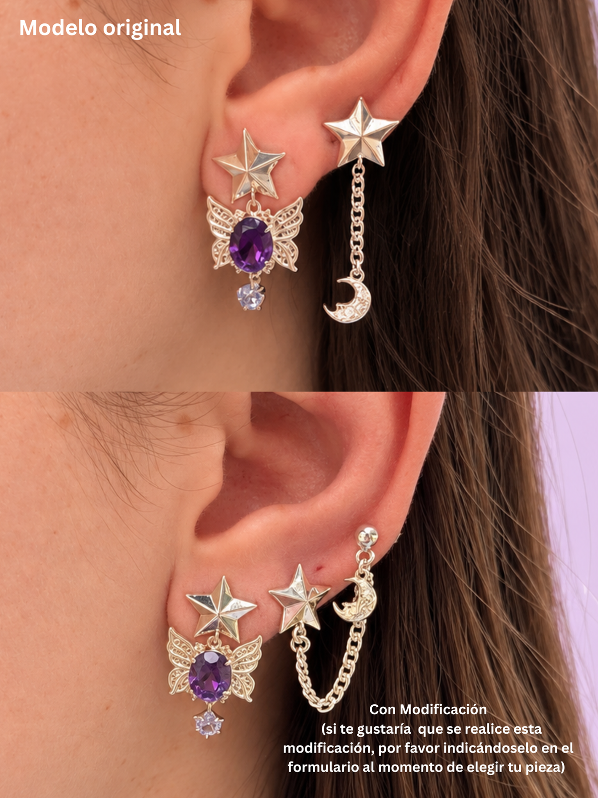 Aretes Mariposa (estrella de Esmeralda)